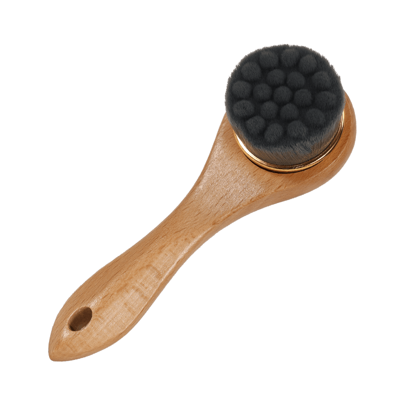 Brosse faciale en bambou avec poils de chèvre naturels pour le nettoyage à sec