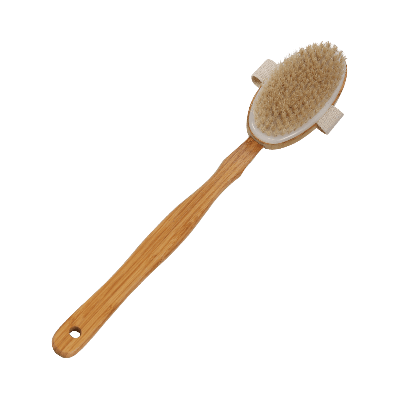 Brosse de bain en bois écologique avec manche en bambou naturel et poils naturels pour le massage