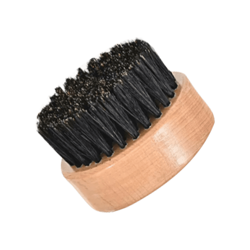 Petite brosse à barbe ronde portable avec manche en bois et poils de sanglier